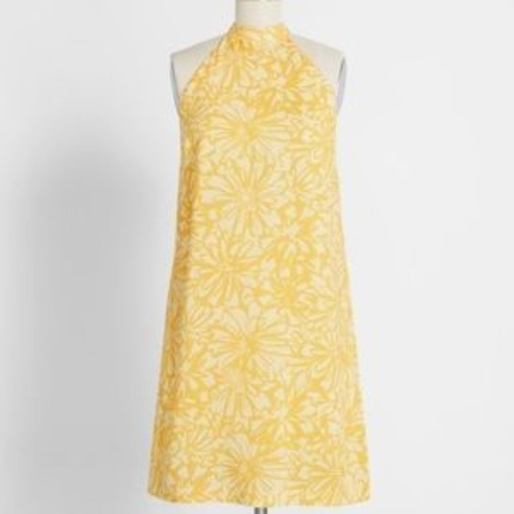 Modcloth Yellow Floral Shift Dress NWOT
